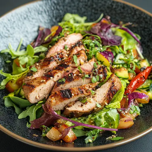 Salatkarussell mit Bachsaibling-Filet