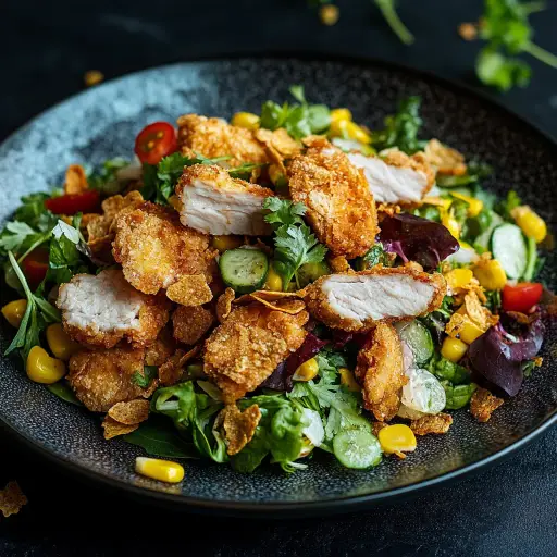 Salatkarussell mit Hendifetzen in Cornflakes