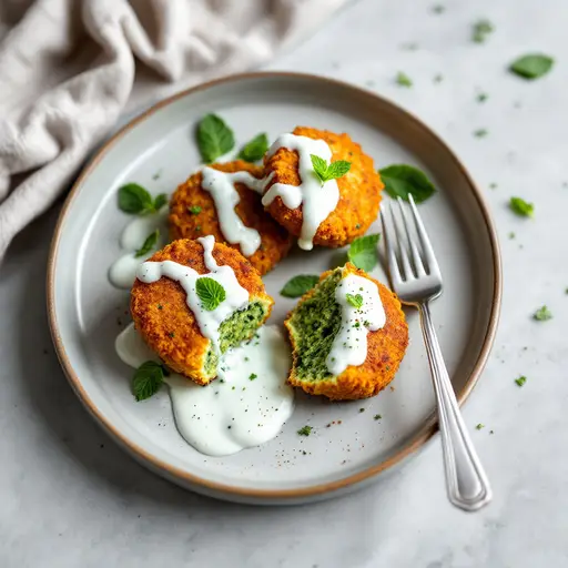 Falafel mit Minz-Joghurt-Soße (vegan)