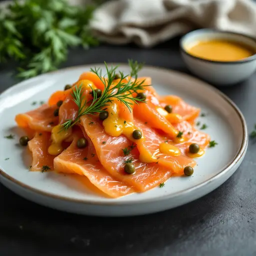 Graved Lachs mit Honig-Senf Soße