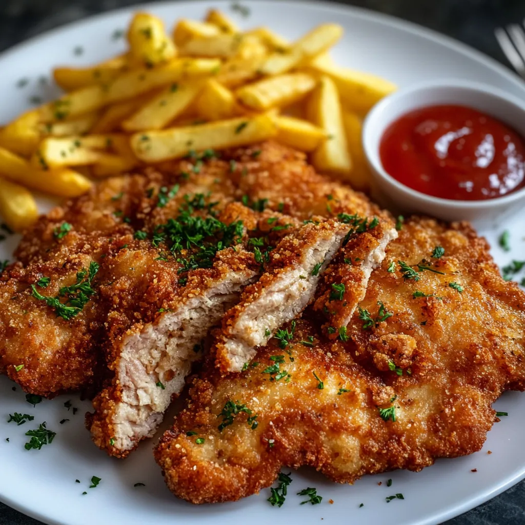 Stroh-Schweineschnitzel Wiener Art